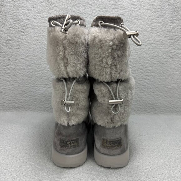 UGG Boots Womens 8 Shoes Metal Grey Reykir Waterproof Shearling Winter Booties - Picture 5 of 11